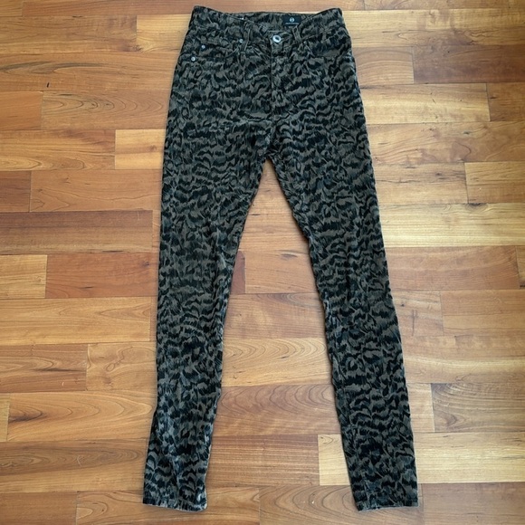 AG Adriano Jeans animal print Farrah High Rise Velvet Skinny Ankle Corduroy 24 - Picture 4 of 14